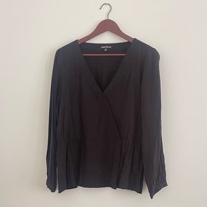 J. Crew Factory Long-sleeve Wrap Blouse, size 14, Black